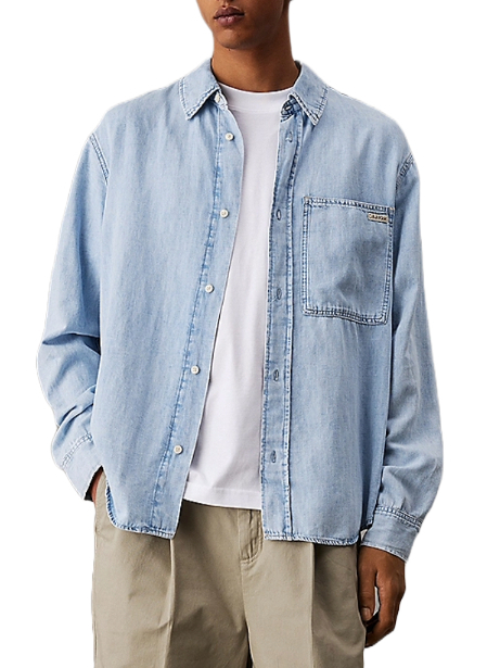 Ανδρικό Τζιν Πουκάμισο Γαλάζιο Calvin Klein J30J327508-1AA