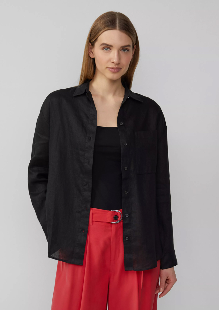 Γυναικείο Λινό Πουκάμισο Μαύρο S.Oliver 2163684-9999