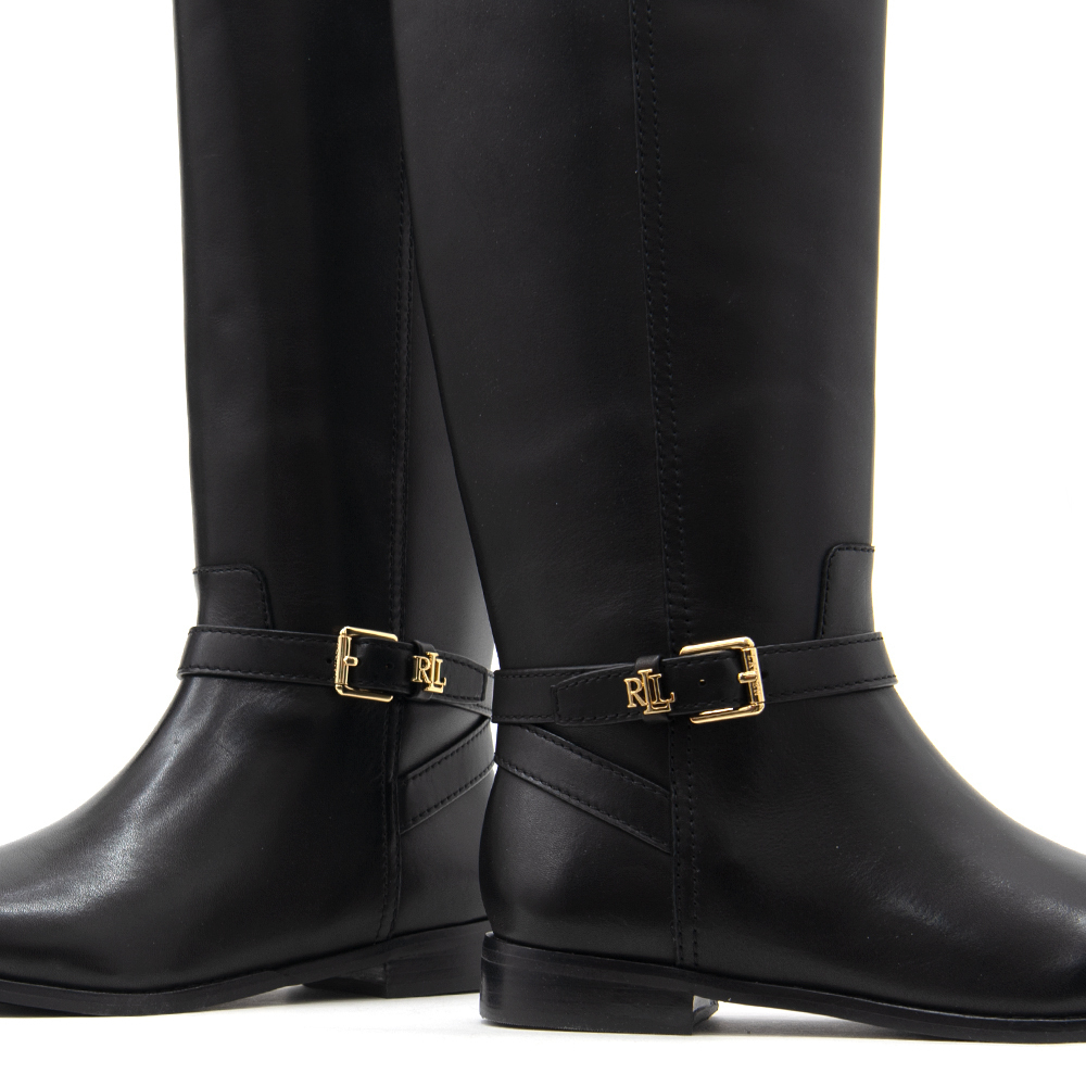 Γυναικείες Δερμάτινες Brooke II Μπότες Μαύρες Ralph Lauren 802967769001-BLACK