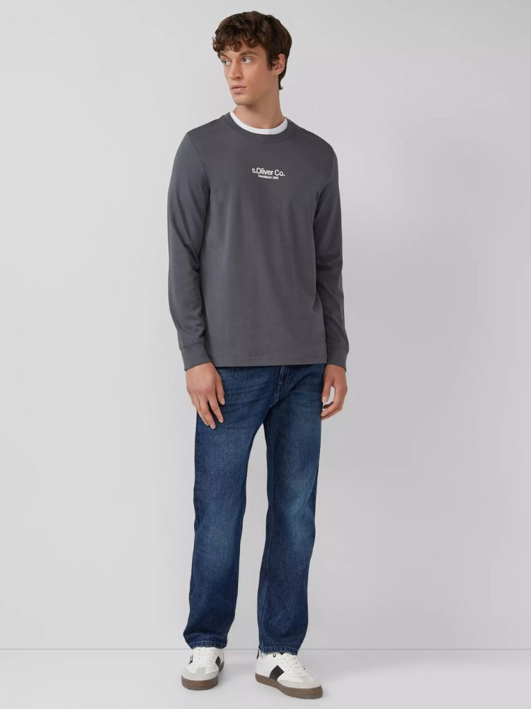 Ανδρικό Μακρυμάνικο T-shirt Γκρι S.Oliver 2169157-95D1