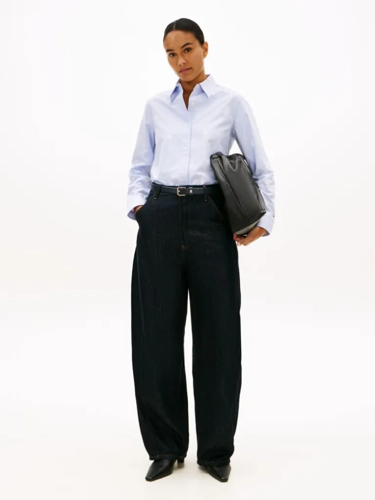 Γυναικείο Ριγέ Πουκάμισο Γαλάζιο Tommy Hilfiger WW0WW49386-0Y7