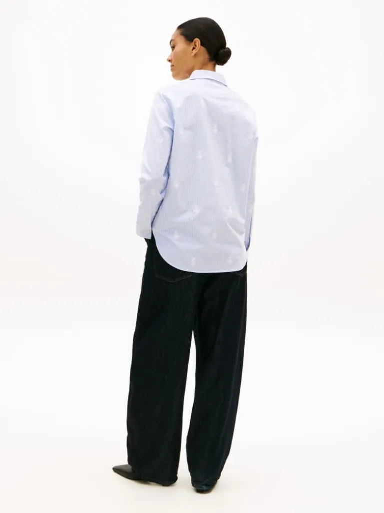 Γυναικείο Ριγέ Πουκάμισο Γαλάζιο Tommy Hilfiger WW0WW49386-0Y7