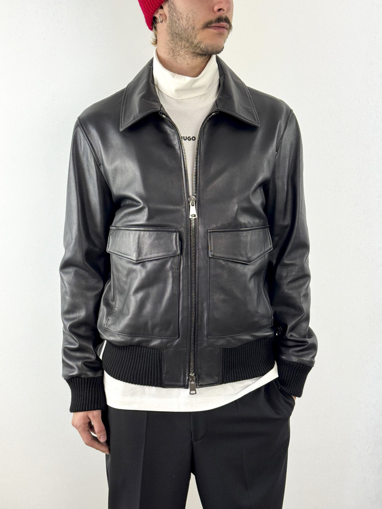 Ανδρικό Δερμάτινο Μπουφάν Μαύρο Maffei 51283-NERO
