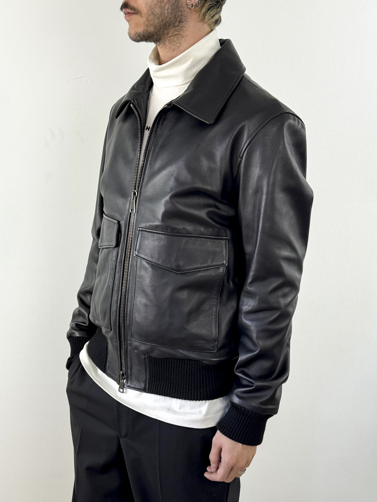 Ανδρικό Δερμάτινο Μπουφάν Μαύρο Maffei 51283-NERO