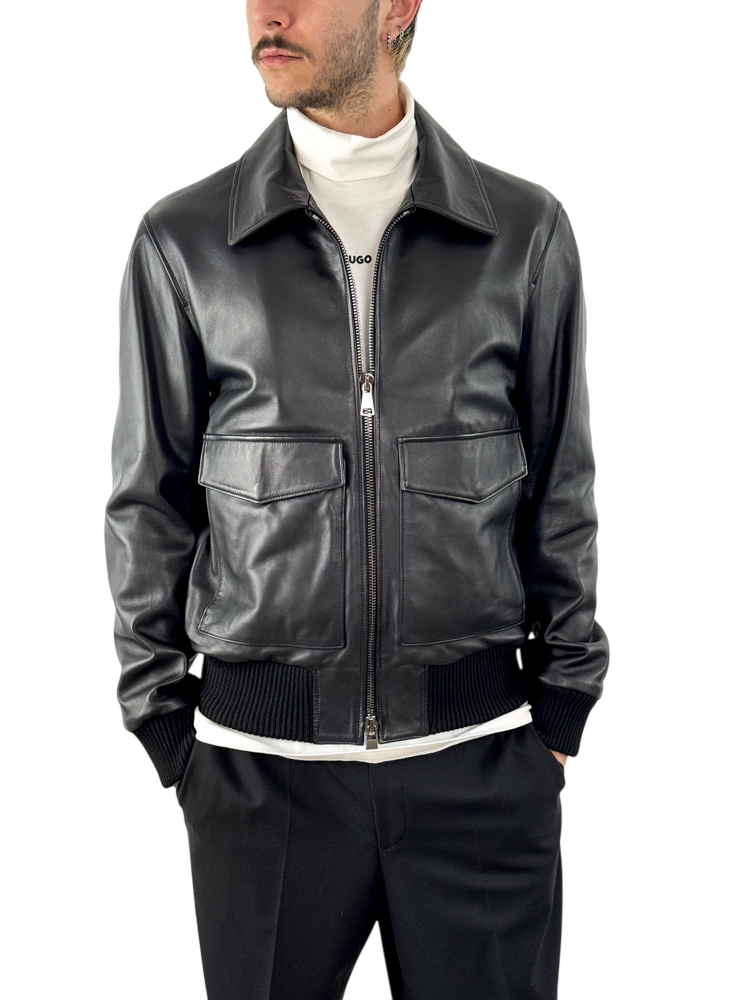 Ανδρικό Δερμάτινο Μπουφάν Μαύρο Maffei 51283-NERO