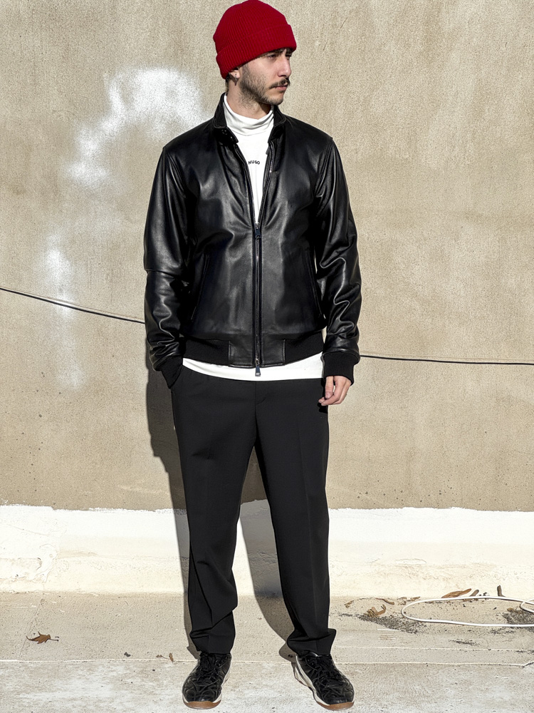 Ανδρικό Δερμάτινο Μπουφάν Μαύρο Maffei 51220-NERO