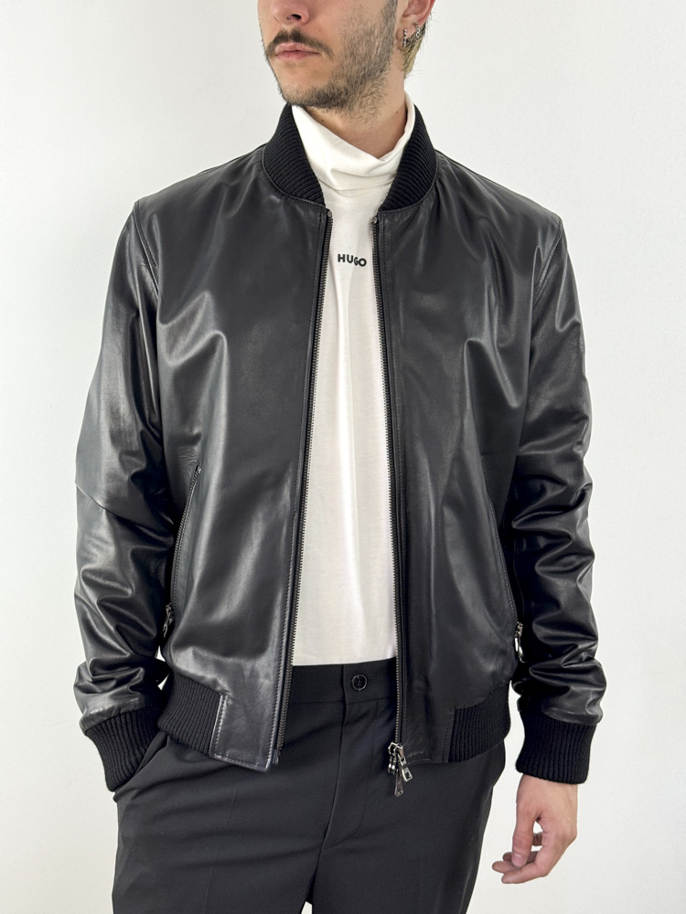 Ανδρικό Δερμάτινο Μπουφάν Μαύρο Maffei 41231-NERO