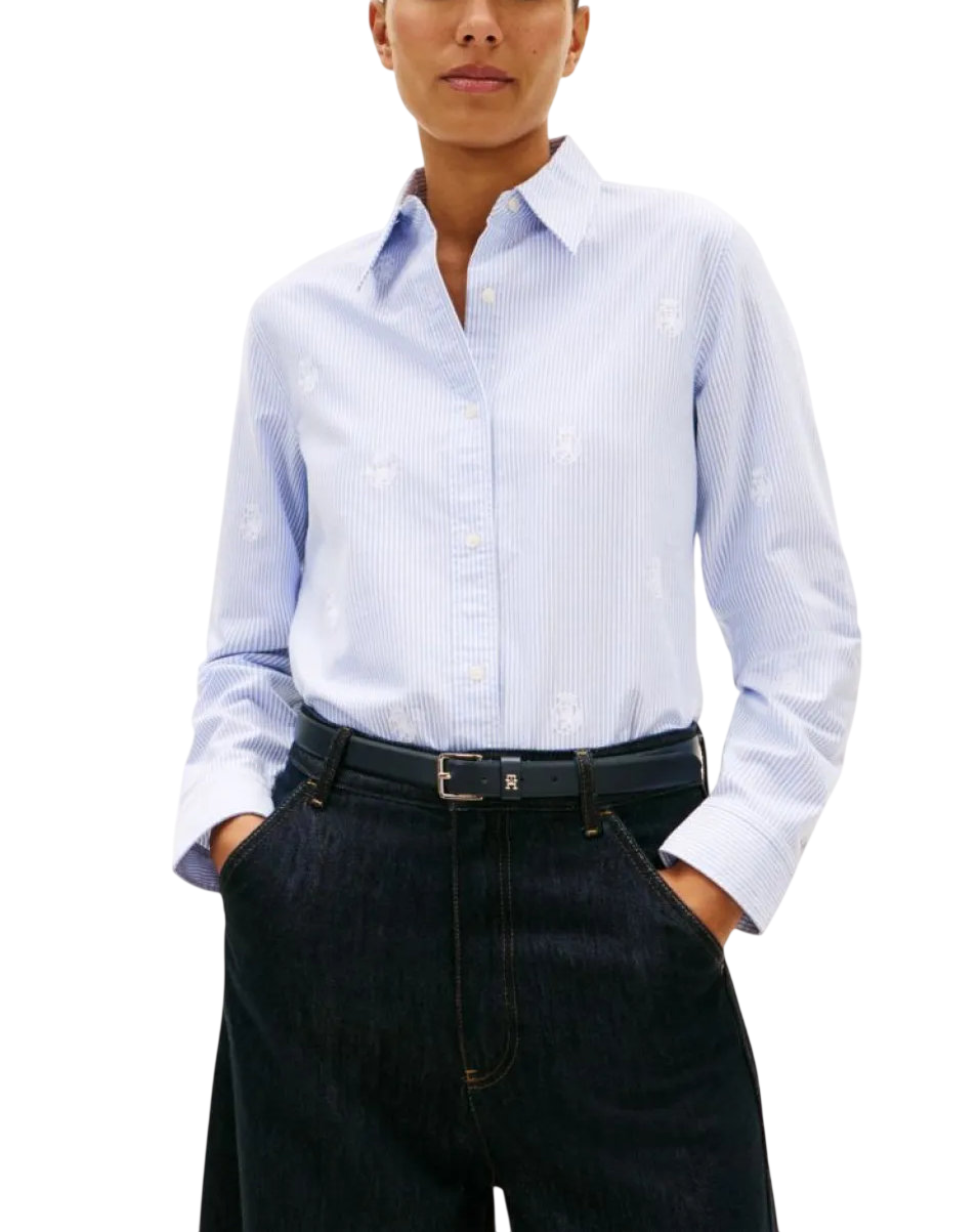 Γυναικείο Ριγέ Πουκάμισο Γαλάζιο Tommy Hilfiger WW0WW49386-0Y7