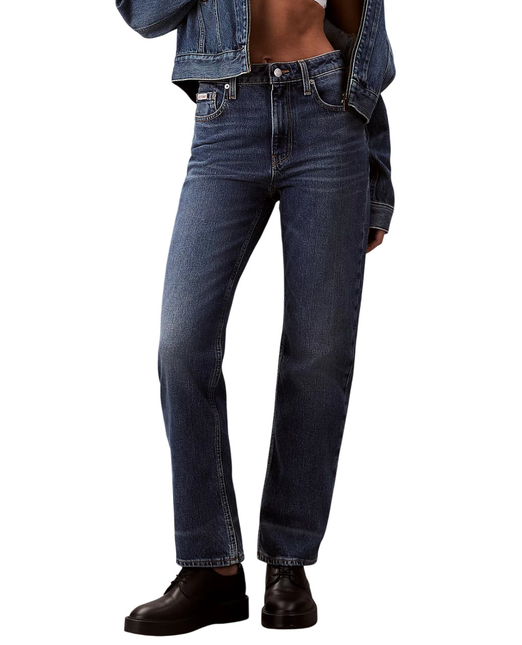 Γυναικείο Straight Τζιν Navy Μπλε Calvin Klein LV047D743G-YYG