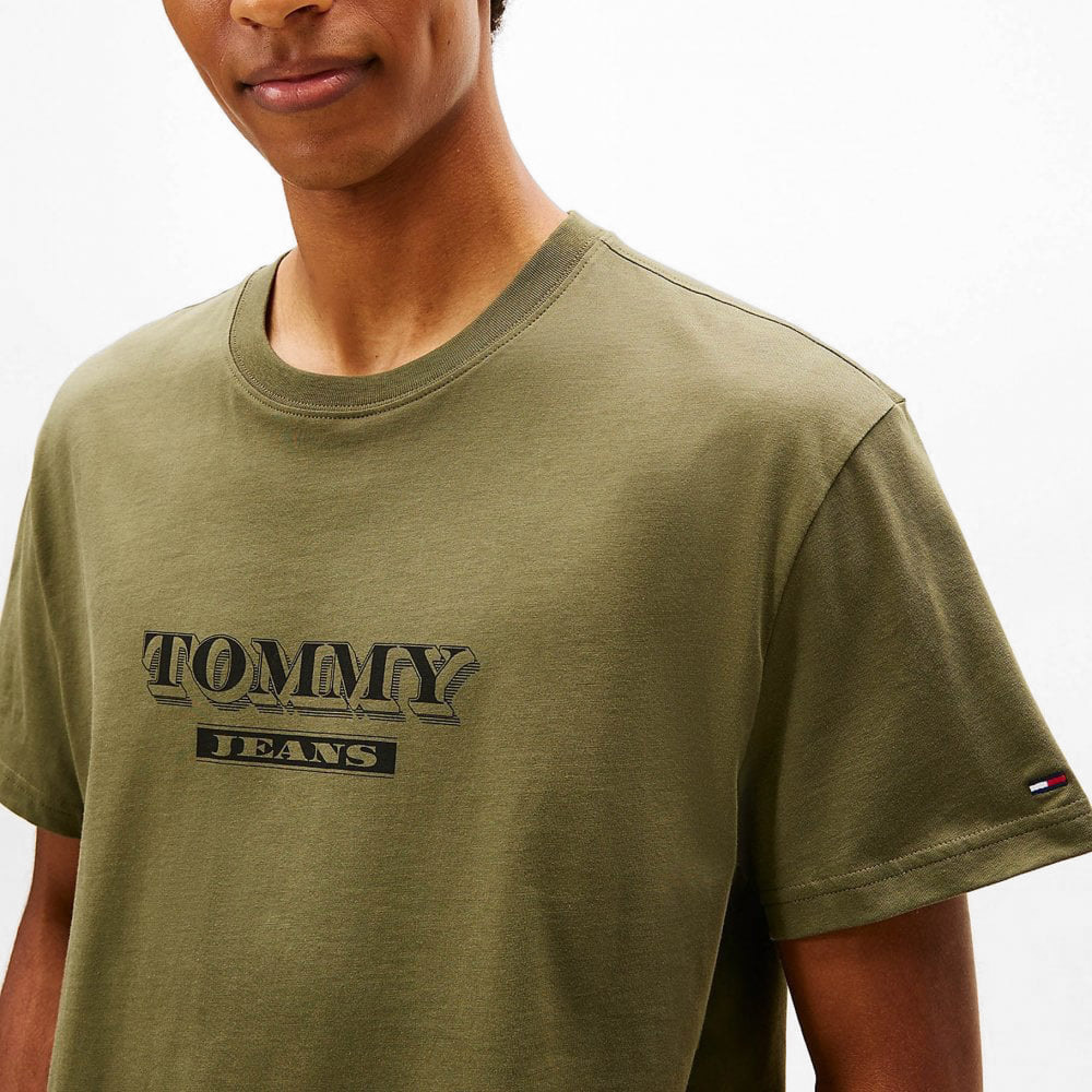 Ανδρικό T-shirt Χακί Tommy Jeans DM0DM22322-GY1