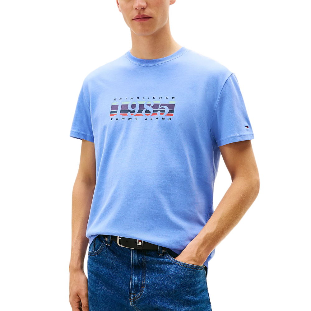 Ανδρικό T-shirt Γαλάζιο Tommy Jeans DM0DM22307-C58