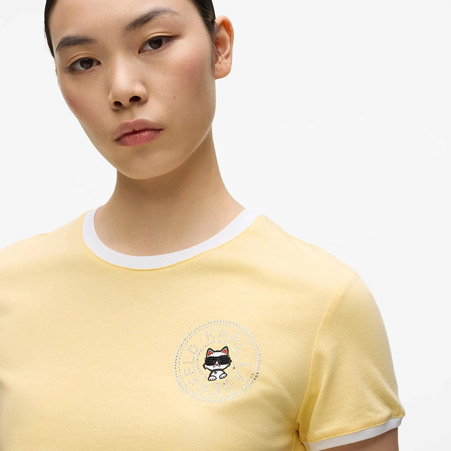 Γυναικείο Ikon Small Circle T-shirt Κίτρινο Karl Lagerfeld B2W17026-1LD SUNLIGHT