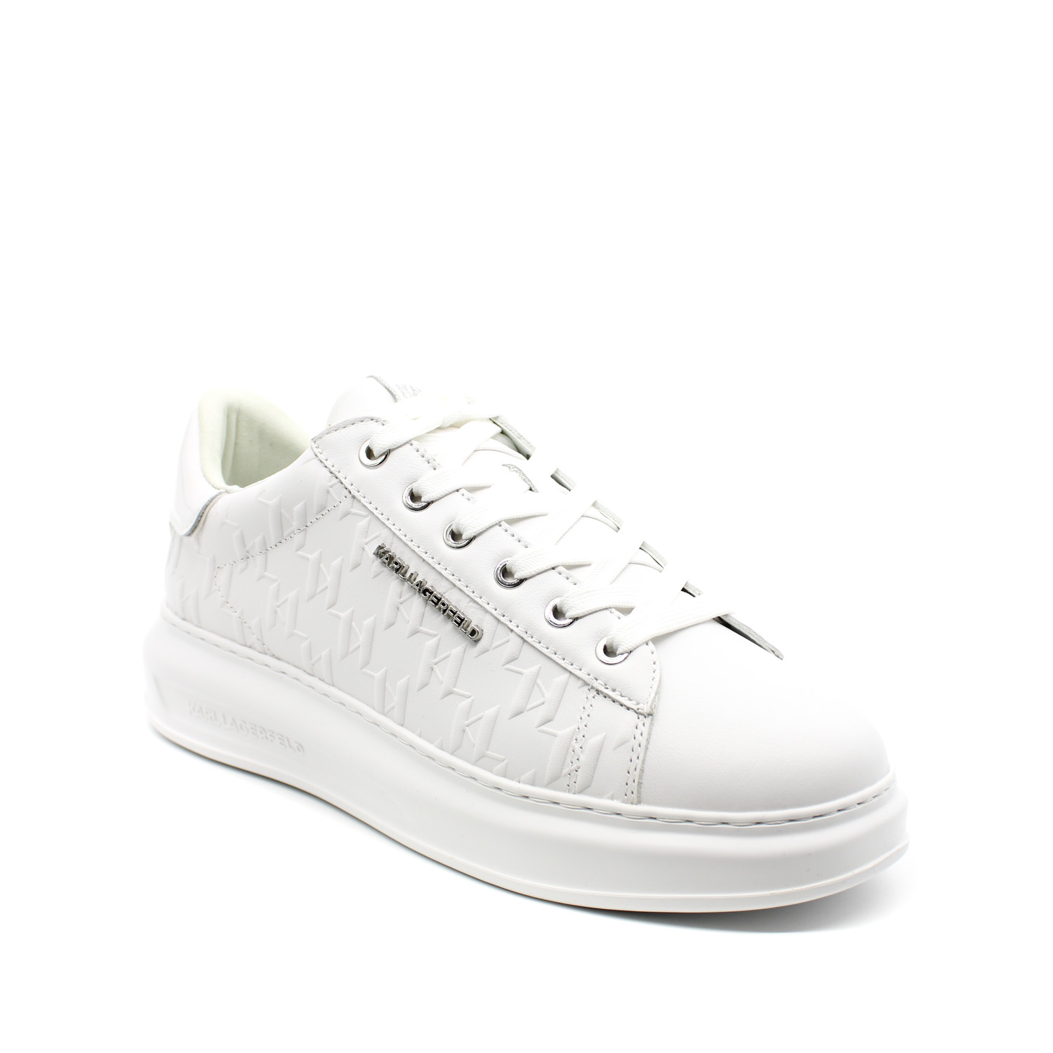 Ανδρικά Δερμάτινα Kapri Monogram Sneakers Λευκά Karl Lagerfeld KL52549K-01W WHITE