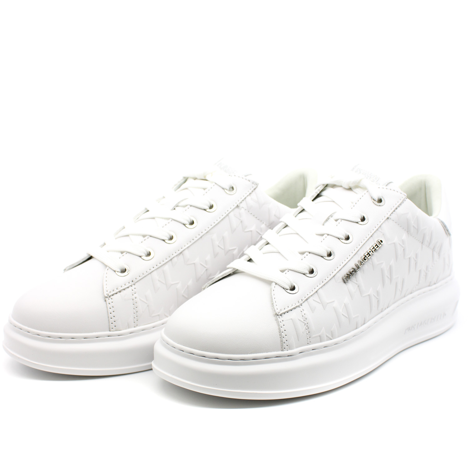 Ανδρικά Δερμάτινα Kapri Monogram Sneakers Λευκά Karl Lagerfeld KL52549K-01W WHITE