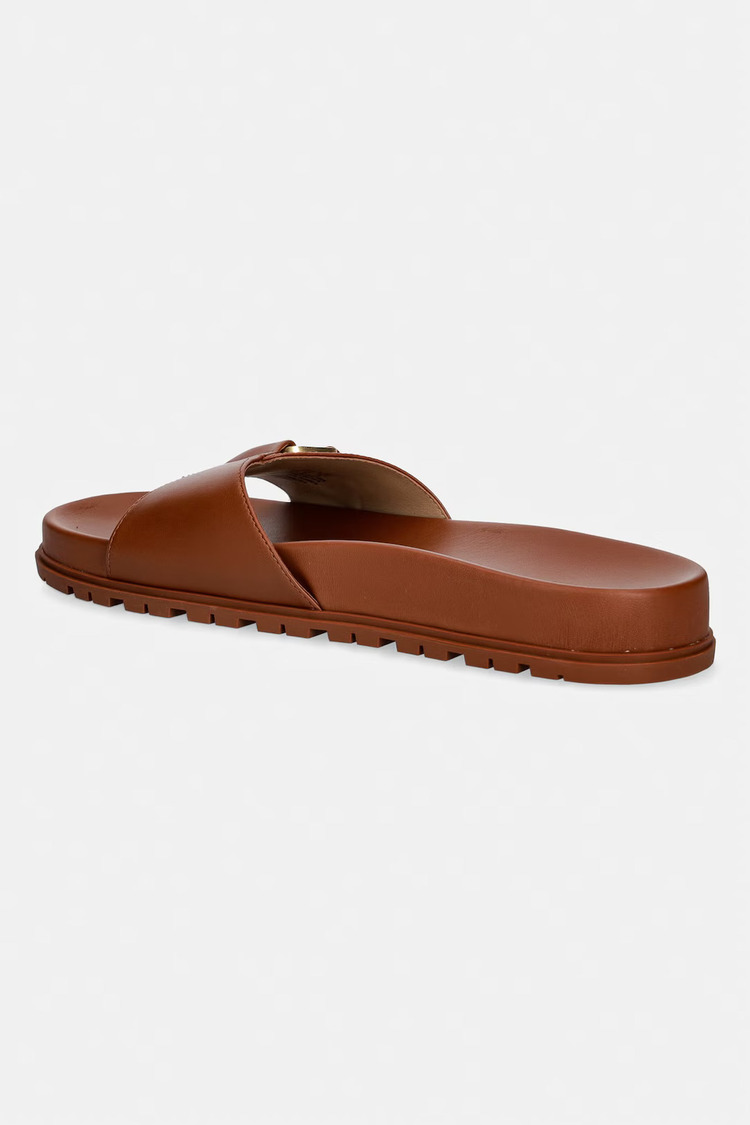 Γυναικείες Δερμάτινες Tasha Παντόφλες Καφέ Ralph Lauren 802982883001-TAN