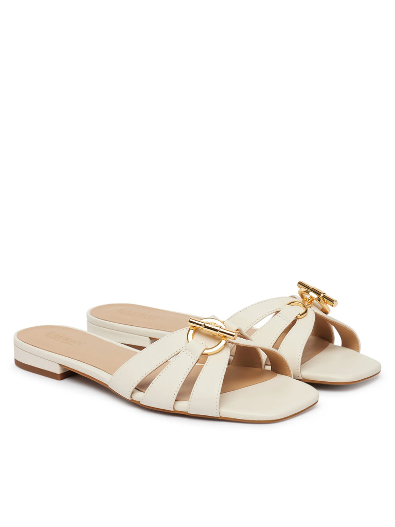 Γυναικείες Δερμάτινες Blaike Παντόφλες Λευκές Ralph Lauren 802982875007-WHITE