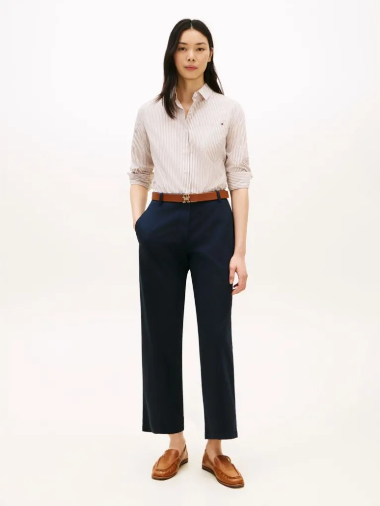 Γυναικείο Slim Straight Παντελόνι Navy Μπλε Tommy Hilfiger WW0WW49647-C1G