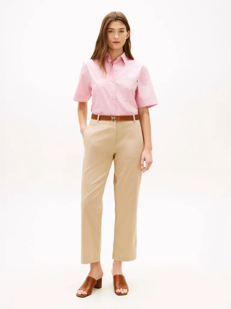 Γυναικείο Slim Straight Παντελόνι Μπεζ Tommy Hilfiger WW0WW49647-AEG