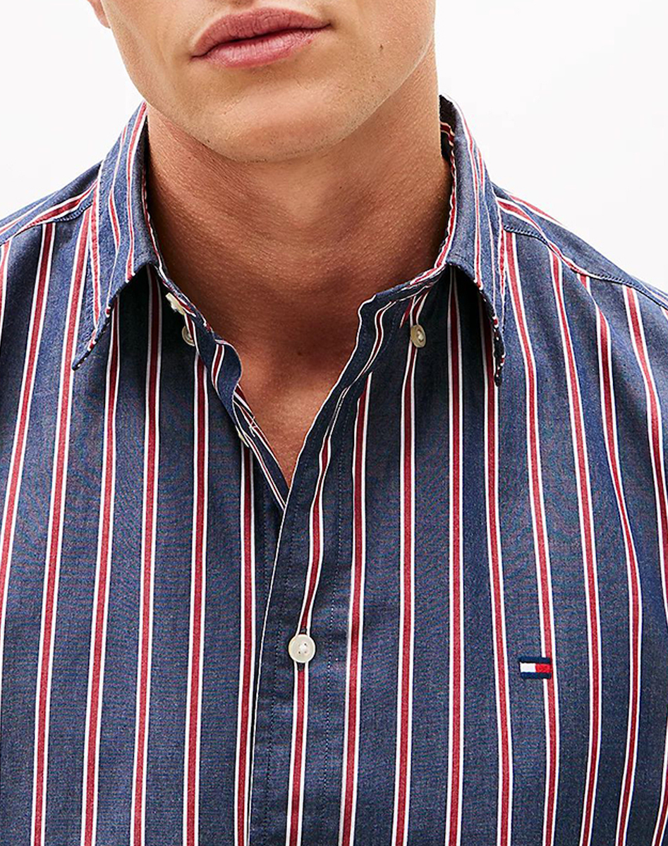 Ανδρικό Ριγέ Πουκάμισο Navy Μπλε Tommy Hilfiger MW0MW42441-0A4