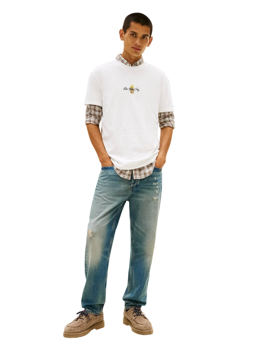 Ανδρικό T-shirt Λευκό Tommy Jeans DM0DM22532-YBL