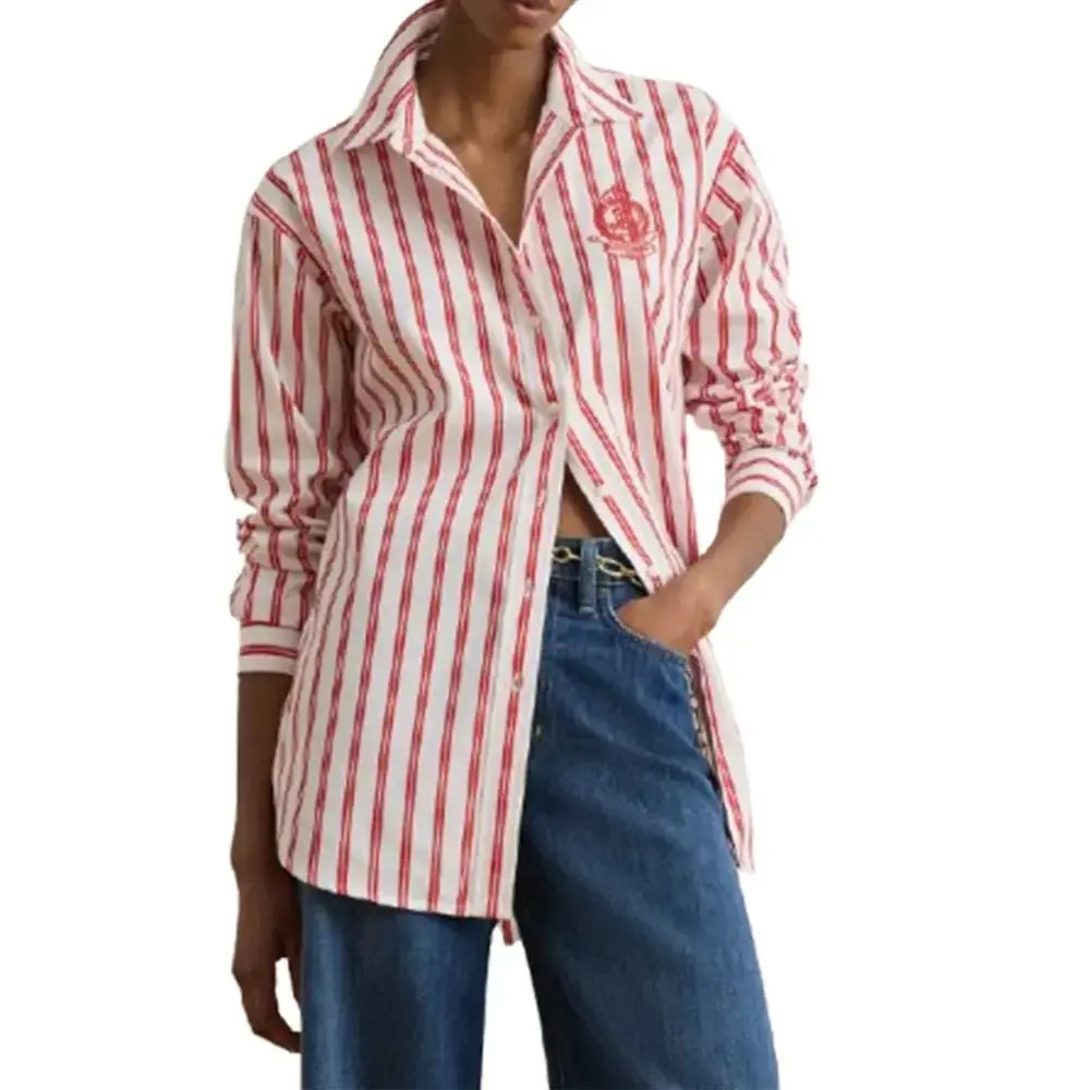 Γυναικείο Ριγέ Πουκάμισο Κόκκινο Ralph Lauren 200P08746002-Red
