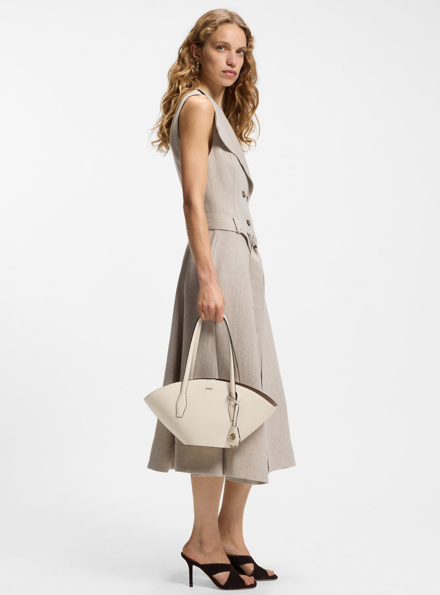 Γυναικεία Δερμάτινη Numah Chapelier Tote Τσάντα Λευκή BOSS 50563842-119