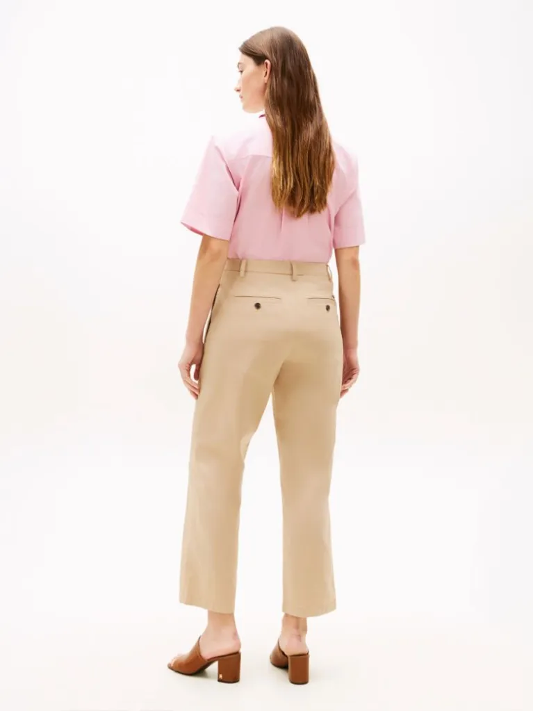 Γυναικείο Slim Straight Παντελόνι Μπεζ Tommy Hilfiger WW0WW49647-AEG