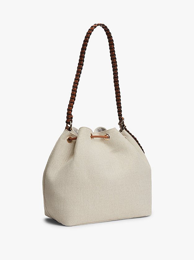 Γυναικεία Λινή Bucket Τσάντα Μπεζ Tommy Hilfiger AW0AW18631-0F4