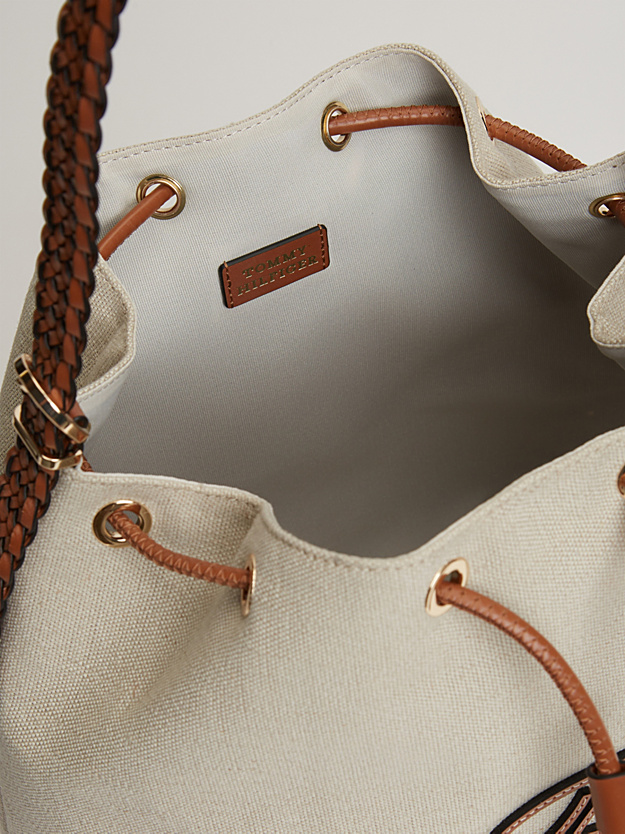 Γυναικεία Λινή Bucket Τσάντα Μπεζ Tommy Hilfiger AW0AW18631-0F4