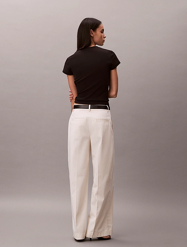 Γυναικείο Baggy Παντελόνι Εκρού Calvin Klein LV047F621G-YAS