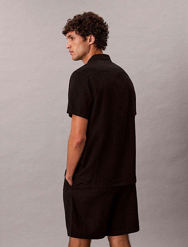 Ανδρικό Κοντομάνικο Πουκάμισο Μαύρο Calvin Klein LV04LF137G-UB1