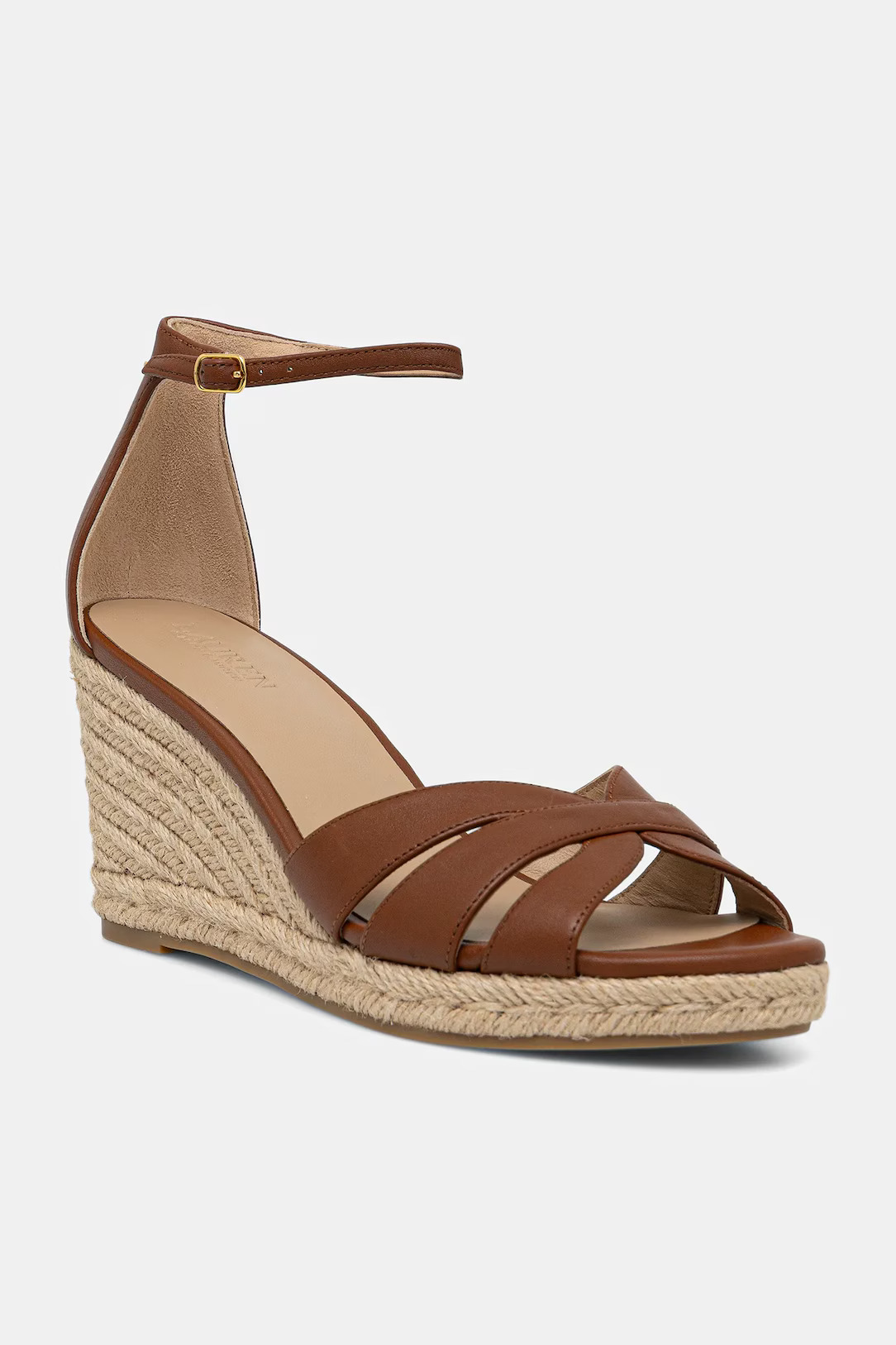 Γυναικείες Δερμάτινες Nellie Πλατφόρμες Καφέ Ralph Lauren 802P04433002-ΤΑΝ