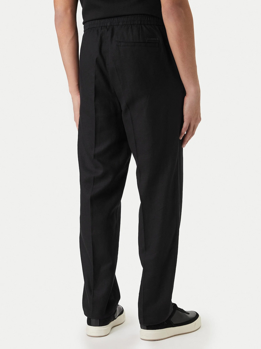 Ανδρικό Λινό Παντελόνι Μαύρο Calvin Klein LV04LF619G-UB1