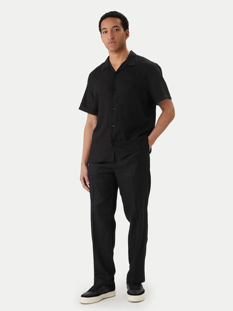 Ανδρικό Λινό Παντελόνι Μαύρο Calvin Klein LV04LF619G-UB1