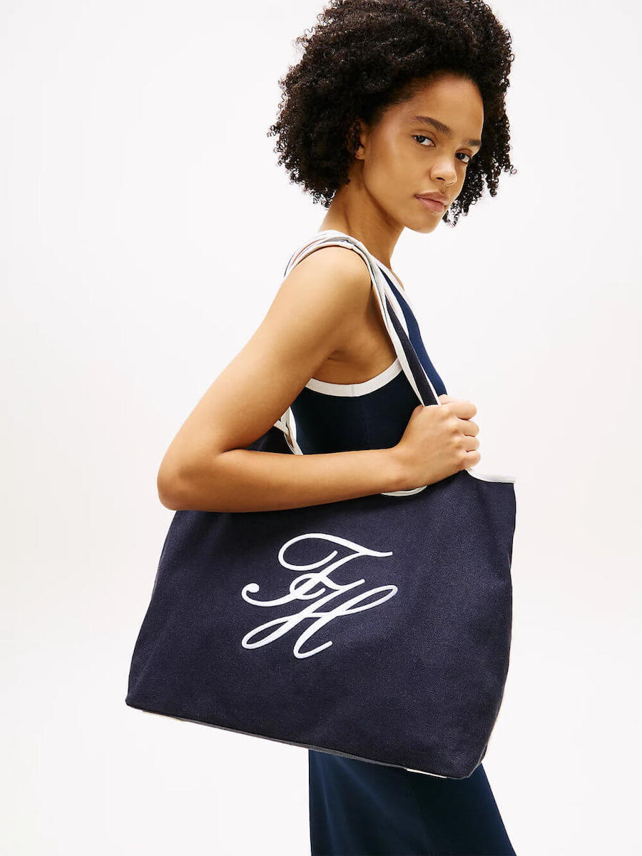 Γυναικεία TH Summer Tote Τσάντα Navy Μπλε Tommy Hilfiger AW0AW18398-DW6