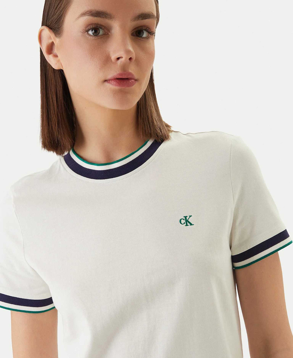 Γυναικείο Κοντομάνικο Φόρεμα Λευκό Calvin Klein LV047F248G-YAS