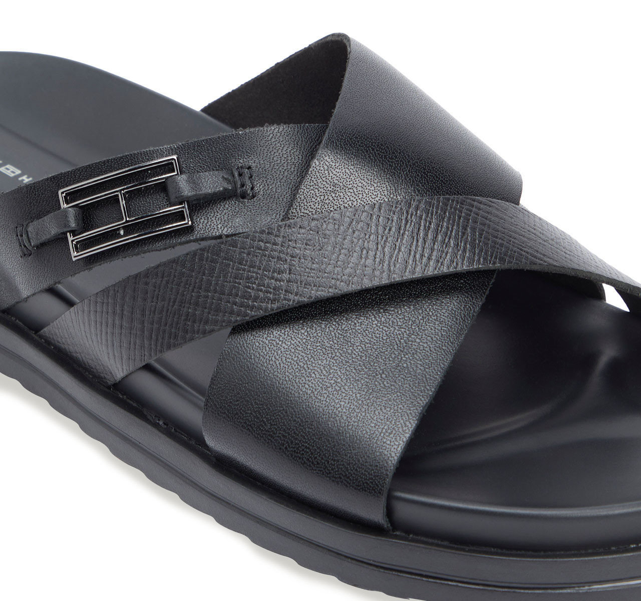 Ανδρικές Δερμάτινες Παντόφλες Μαύρες Tommy Hilfiger FM0FM05753-BDS