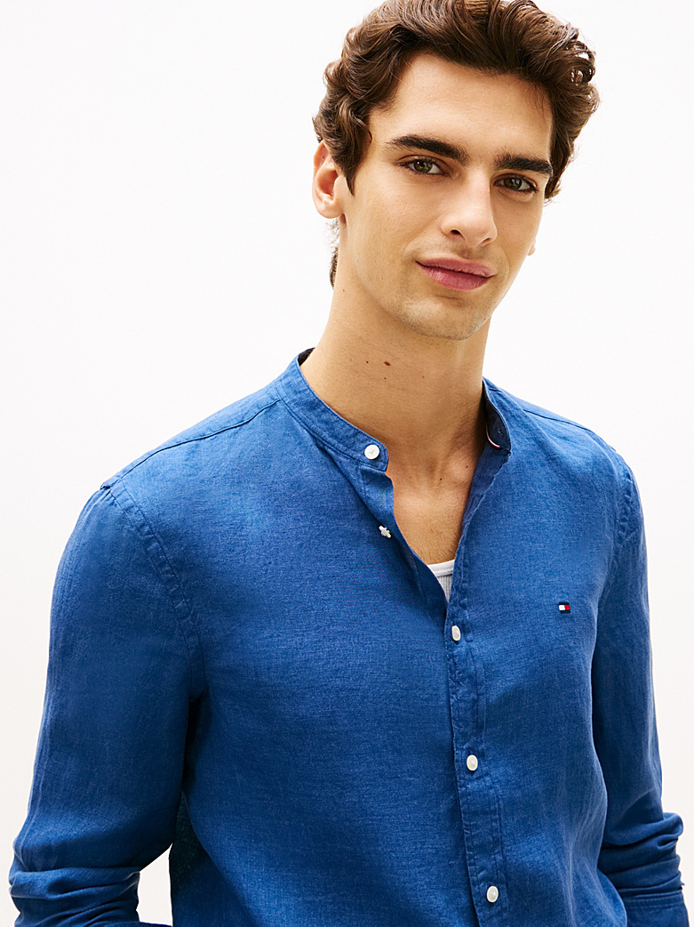 Ανδρικό Λινό Πουκάμισο Μπλε Tommy Hilfiger MW0MW39271-C3I