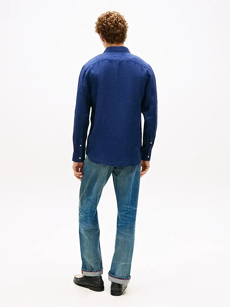 Ανδρικό Λινό Πουκάμισο Μπλε Tommy Hilfiger MW0MW41530-DCC