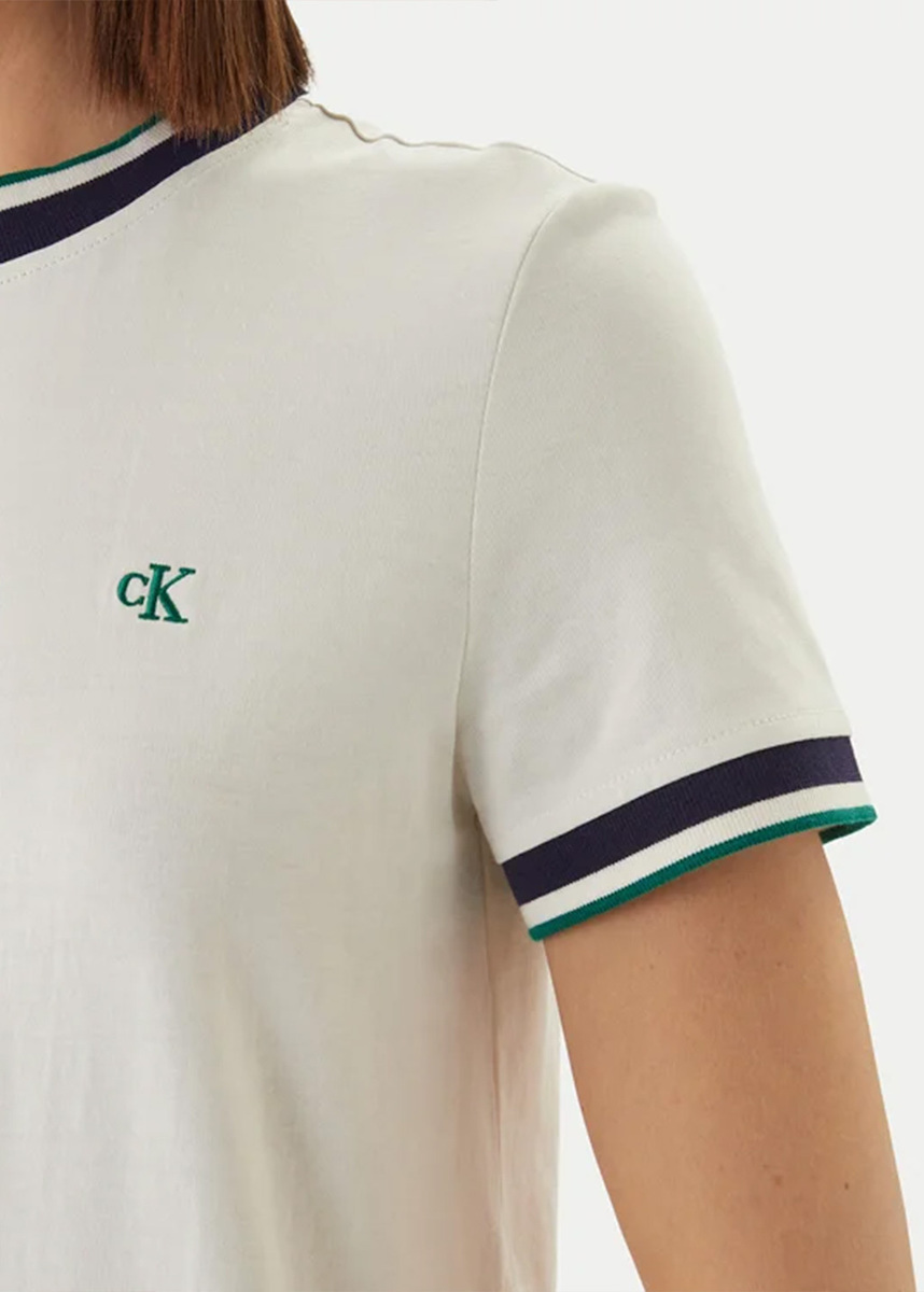 Γυναικείο Κοντομάνικο Φόρεμα Λευκό Calvin Klein LV047F248G-YAS