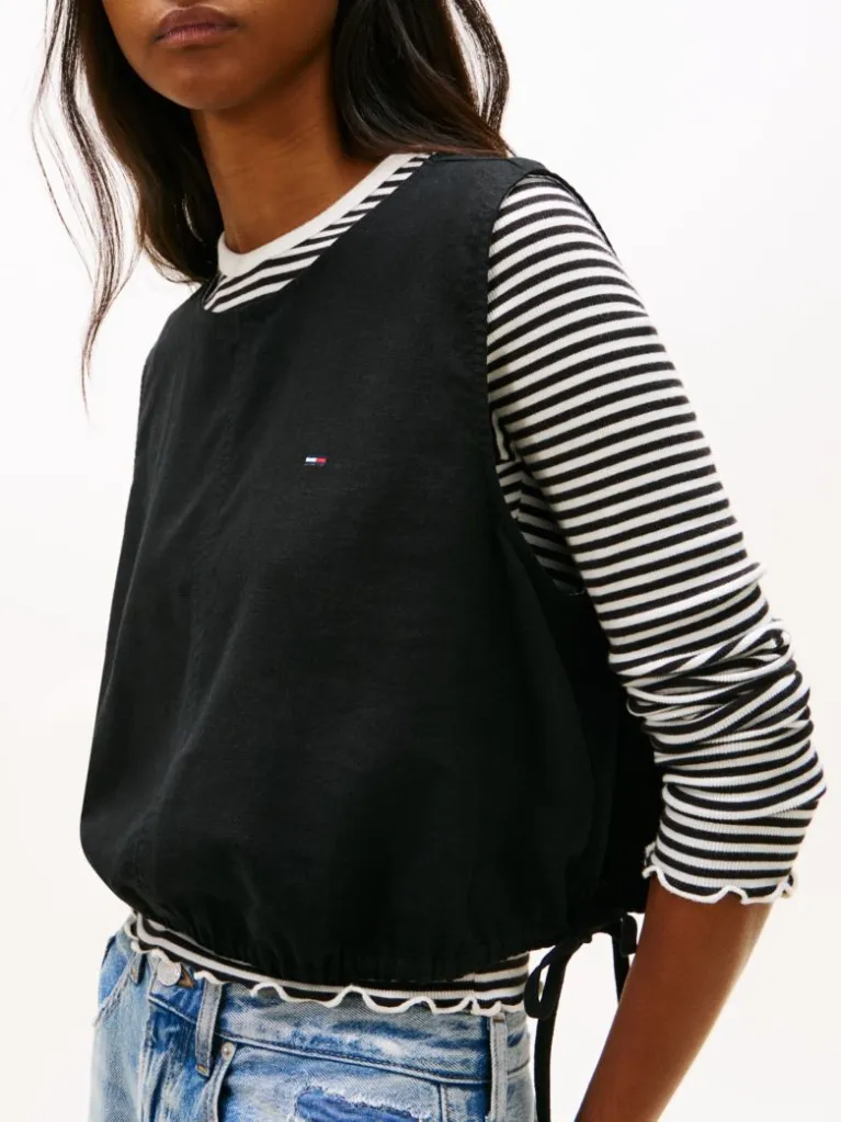 Γυναικεία Αμάνικη Λινή Μπλούζα Μαύρο Tommy Jeans DW0DW22779-BDS