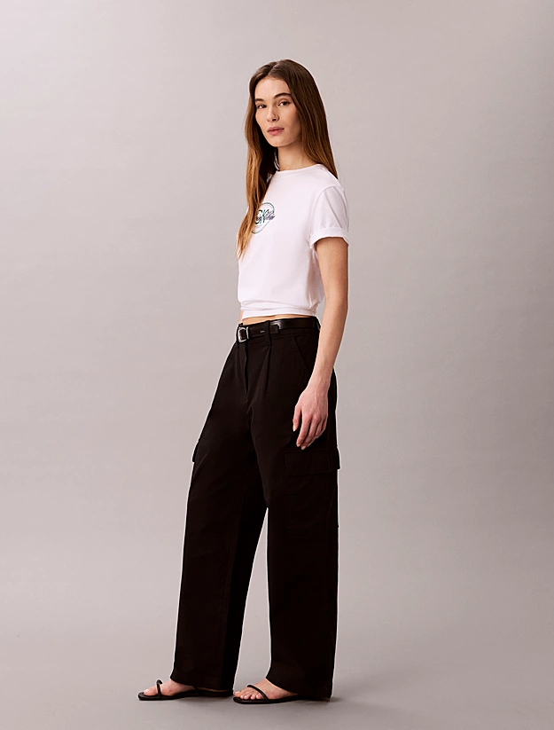 Γυναικείο Cargo Παντελόνι Μαύρο Calvin Klein LV047F623G-UB1
