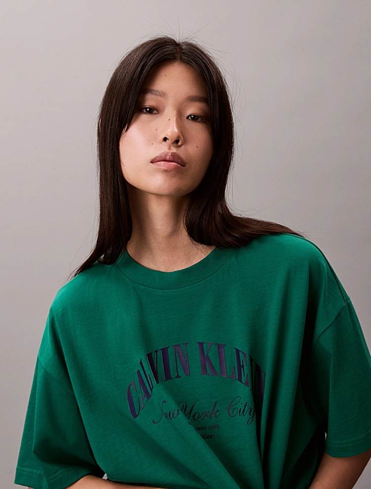 Γυναικείο Cropped Boxy T-shirt Πράσινο Calvin Klein LV047F813G-L4G