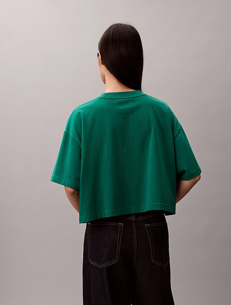 Γυναικείο Cropped Boxy T-shirt Πράσινο Calvin Klein LV047F813G-L4G