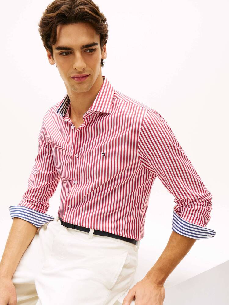 Ανδρικό Ριγέ Πουκάμισο Κόκκινο Tommy Hilfiger MW0MW42928-XLD