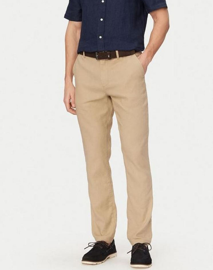 Ανδρικό Λινό Παντελόνι Μπεζ Tommy Hilfiger MW0MW42337-AEG