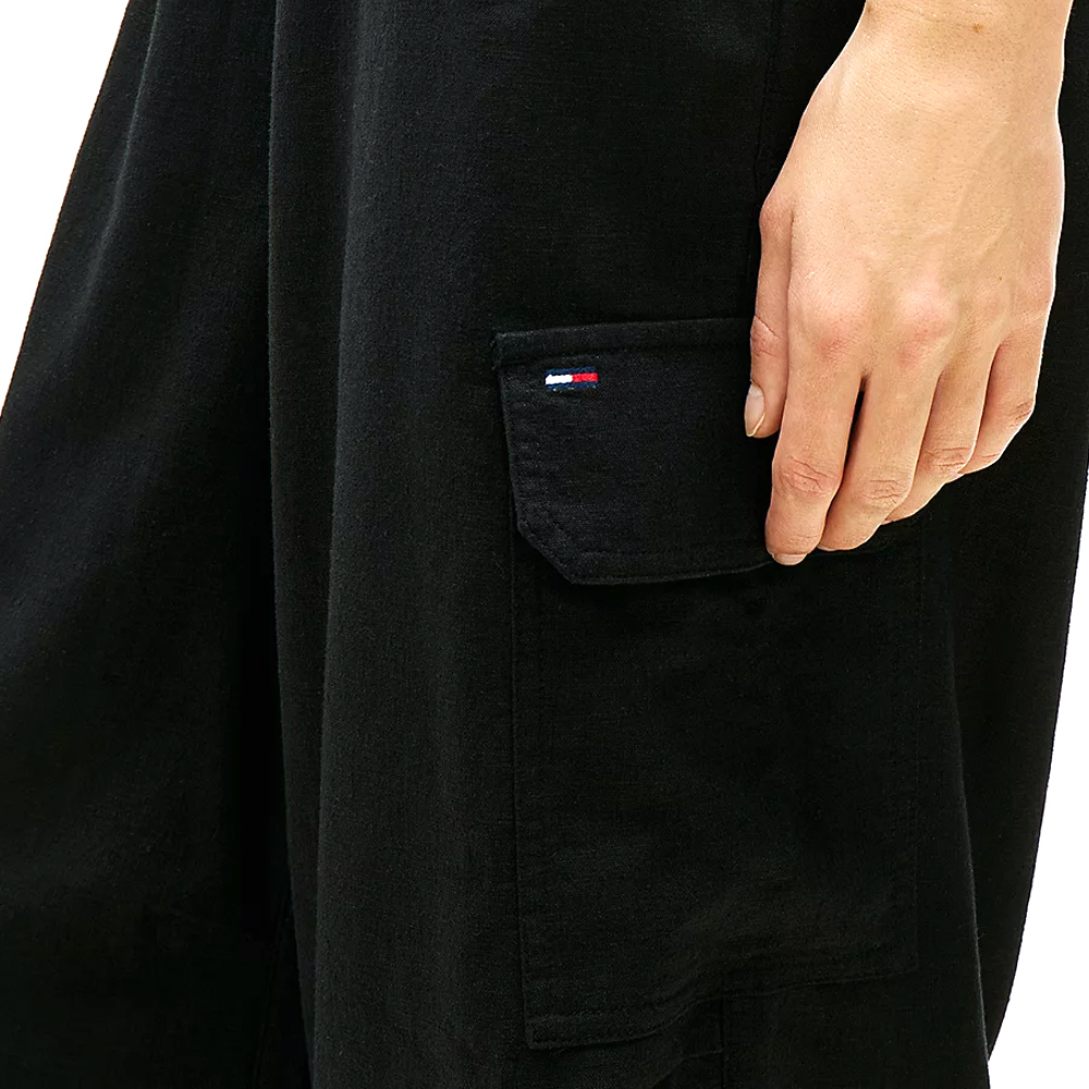Γυναικείο Λινό Cargo Παντελόνι Μαύρο Tommy Jeans DW0DW22290-BDS