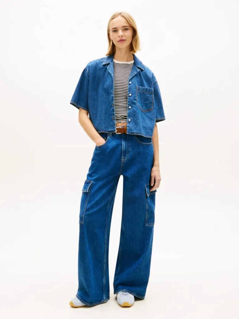 Γυναικείο Κοντομάνικο Πουκάμισο Μπλε Tommy Jeans DW0DW22216-1A5