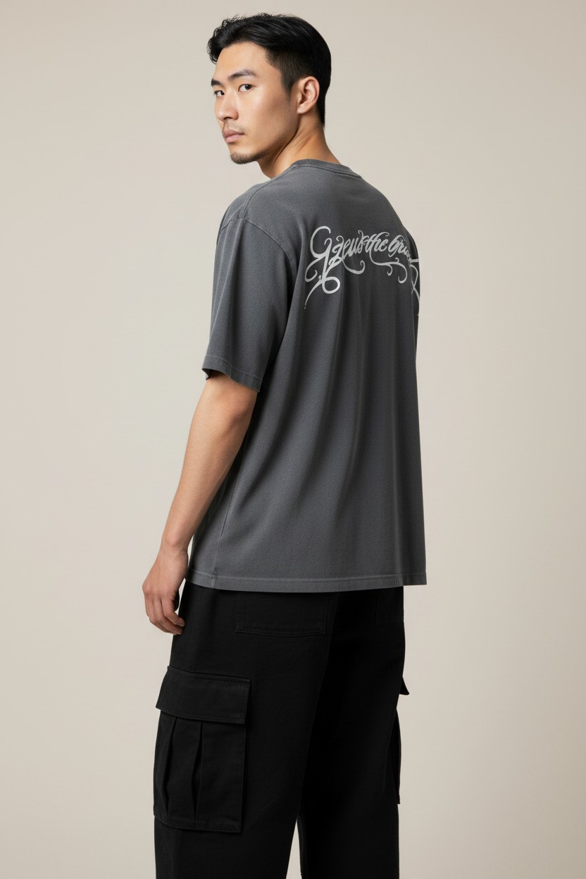 Heavyweight 260gsm Oversized Washed Grey Gzeus T-shirt GZ100CA