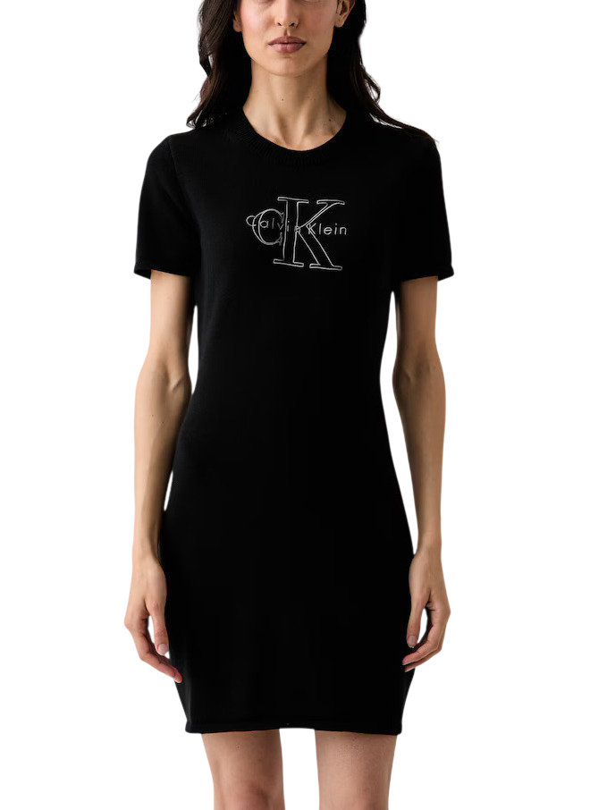 Γυναικείο Κοντομάνικο Φόρεμα Μαύρο Calvin Klein LV047G333G-UB1